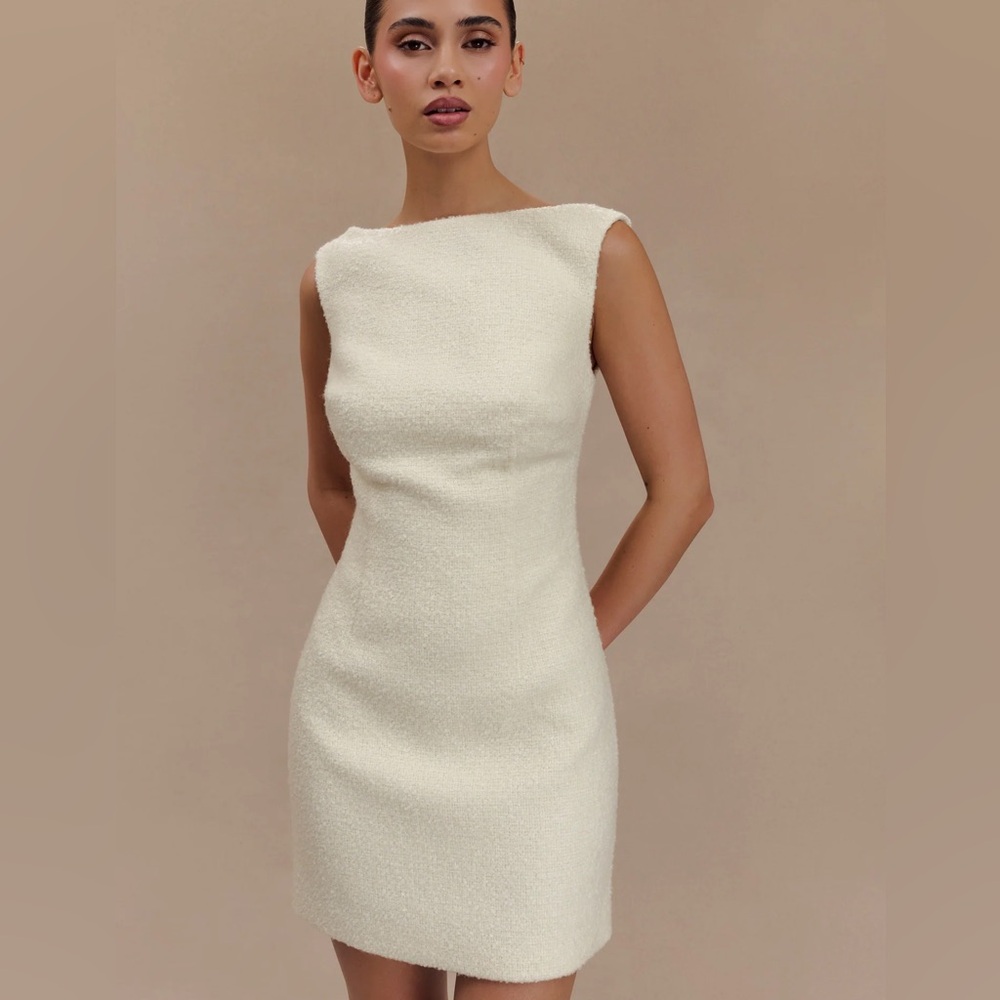 Meshki Textured Boucle Mini Dress - Ivory